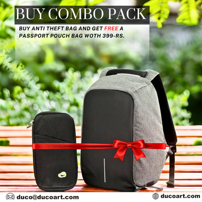 PB5+PASSX-1 DucoArt Anti-thief laptop bag pack and free passport pouch